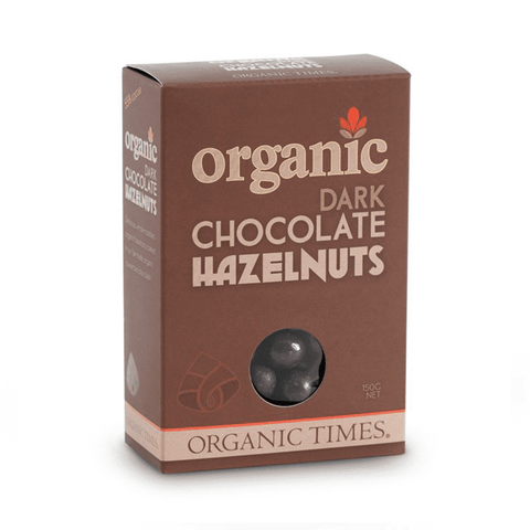 ORGANIC TIMES Dark Chocolate Hazelnuts 150g