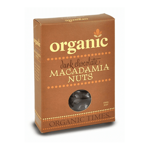 ORGANIC TIMES Dark Chocolate Macadamia Nuts 150g