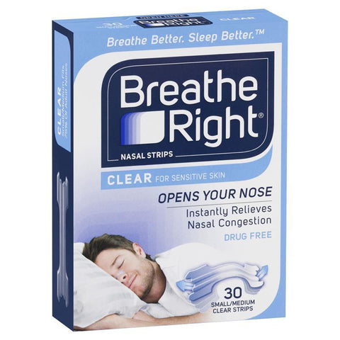 Breathe Right Nasal Strips Clear Regular( Sml,Med) X 30