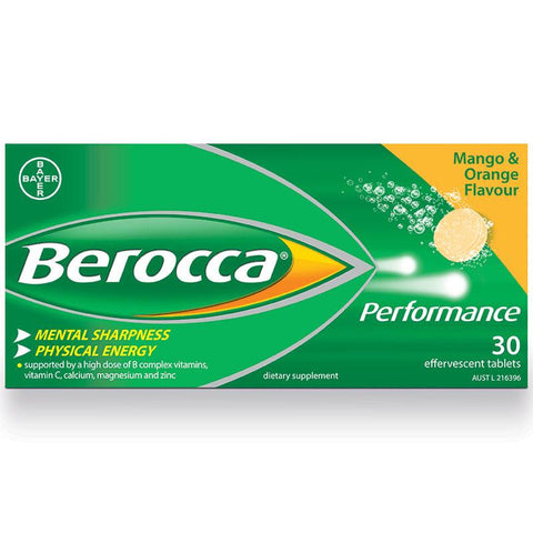 Berocca Energy Vitamin Mango & Orange Effervescent Tablet 30 Pack