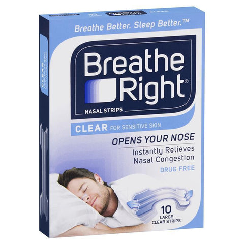 Breathe Right Nasal Strips Clear Large X 10