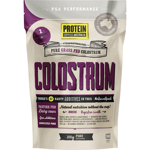 PROTEIN SUPPLIES AUSTRALIA Colostrum (Grass Fed) Pure - 20% Immunoglobulin (IgG) 200g