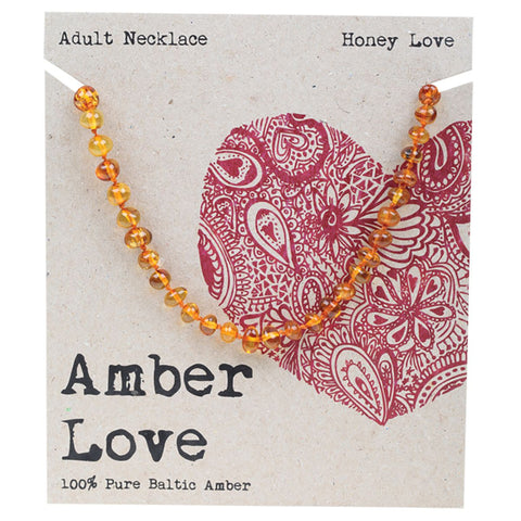 AMBER LOVE Adult's Necklace 100% Baltic Amber - Honey Love 46cm
