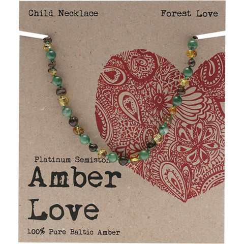 Amber Love Children's Necklace 100% Baltic Amber - Forest Love 33cm