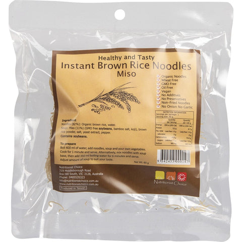 NUTRITIONIST CHOICE Instant Brown Rice Noodles Miso 60g