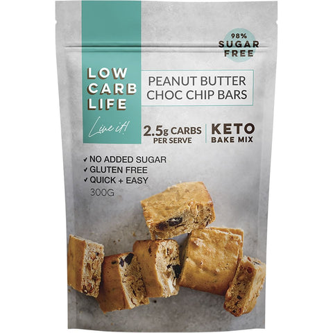 LOW CARB LIFE Peanut Butter Choc Chip Bars Keto Bake Mix 300g
