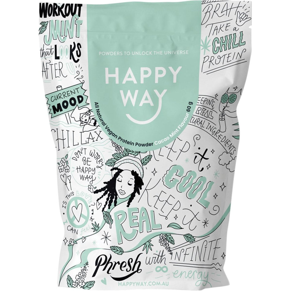 HAPPY WAY Hemp Protein Powder Cacao Mint 60g 6PK