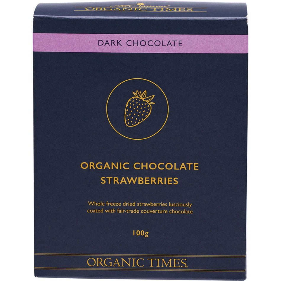 Organic Times Dark Chocolate Strawberries 100g