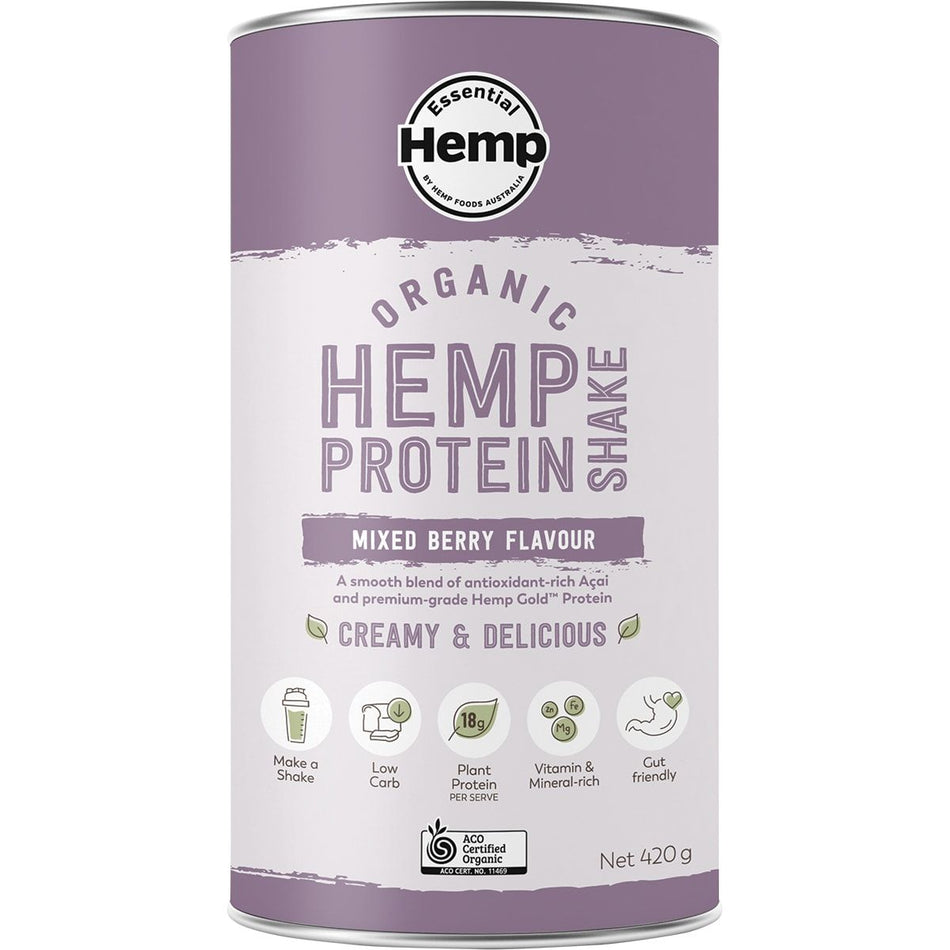 ESSENTIAL HEMP Organic Hemp Protein Mixed Berry & Acai 420g