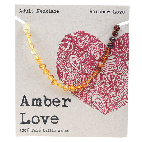 AMBER LOVE Adult's Necklace 100% Baltic Amber - Rainbow Love 46cm