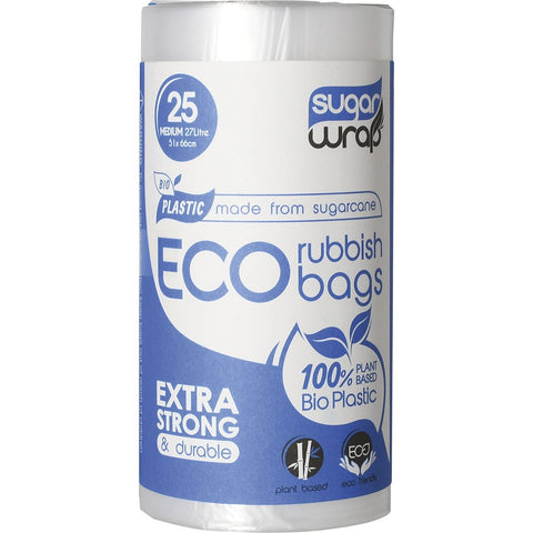 SUGARWRAP Eco Rubbish Bags Made From Sugarcane - Medium 27L 30