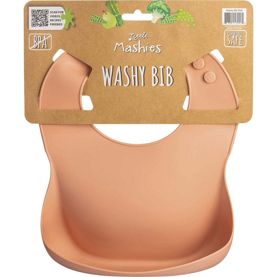 LITTLE MASHIES Silicone Washy Bib Blush Pink 1