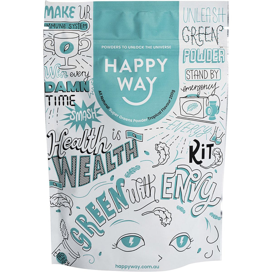 Happy Way Super Greens Powder Tropical - 200g