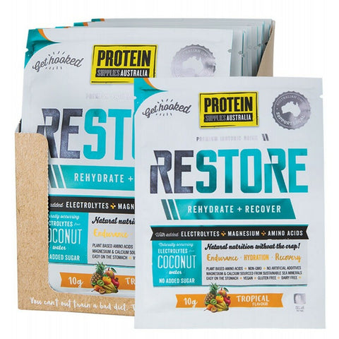 PROTEIN SUPPLIES AUSTRALIA Restore Hydration Recovery Drink Tropical 16x10g