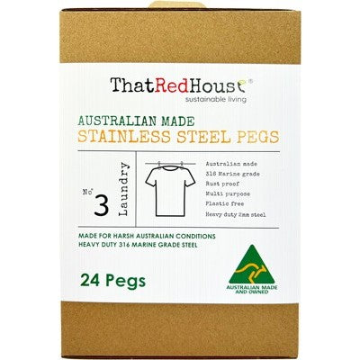 That Red House Australian Made Stainless Steel Pegs 316 Marine Grade 24pk