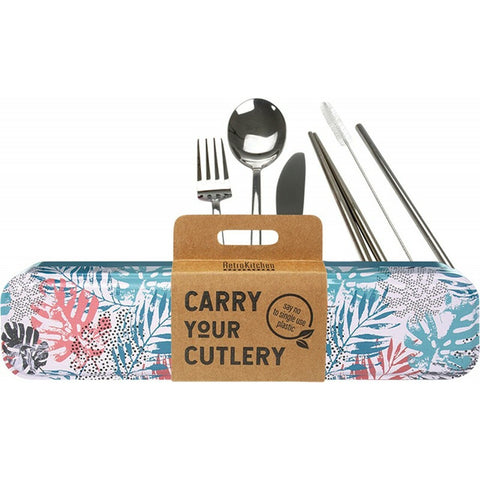RETROKITCHEN Carry Your Cutlery - Palm Frond Stainless Steel Cutlery Set 1
