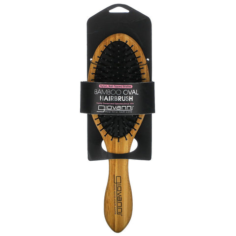 GIOVANNI Bamboo Hair Brush Oval - Nylon, Ball-Tipped Bristles 1