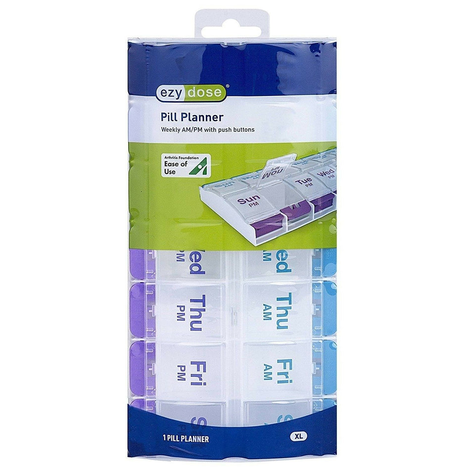 Ezy Dose Pill Reminder AM/PM Push Button 7 Day XL