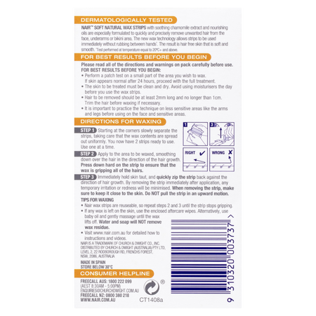 Nair Soft Natural Wax 20 Mini Strips