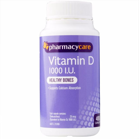 Pharmacy Care Vitamin D 1000IU 200 Capsules (Generic for OSTELIN)