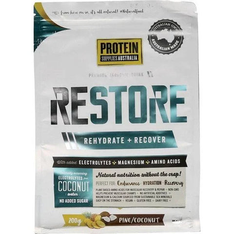 PROTEIN SUPPLIES AUSTRALIA Restore Hydration Recovery Drink Pine Coconut 200g