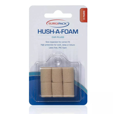 Surgi Pack Hush-A-Foam Ear Plugs X 3 Pairs