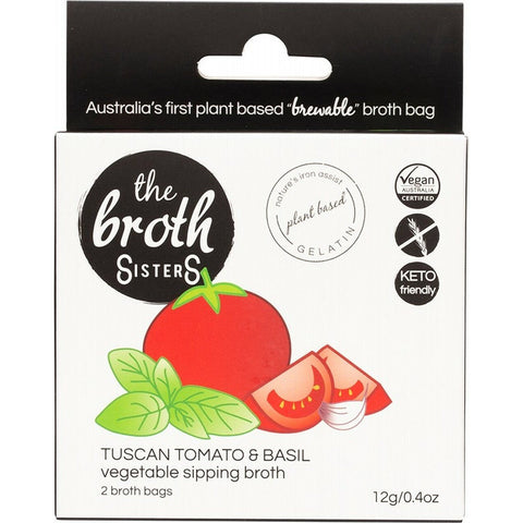 THE BROTH SISTERS Vegetable Sipping Broth Bags Tuscan Tomato & Basil 2