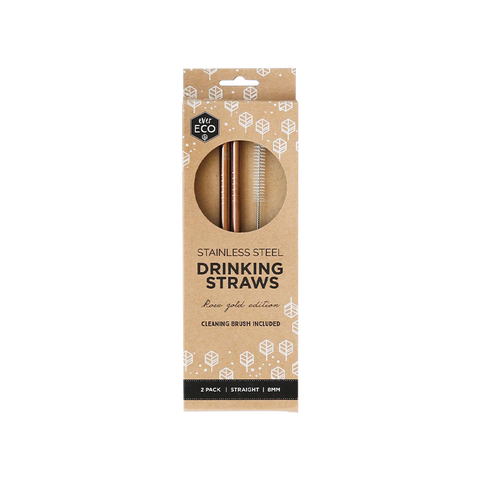EVER ECO Stainless Steel Straws - Straight Rose Gold 2