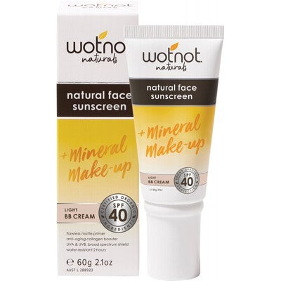 WOTNOT Natural Face Sunscreen 40 SPF Tinted Light BB Cream 60g