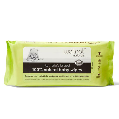 WOTNOT Baby Wipes - Alcohol Free 100% Biodegradable 70