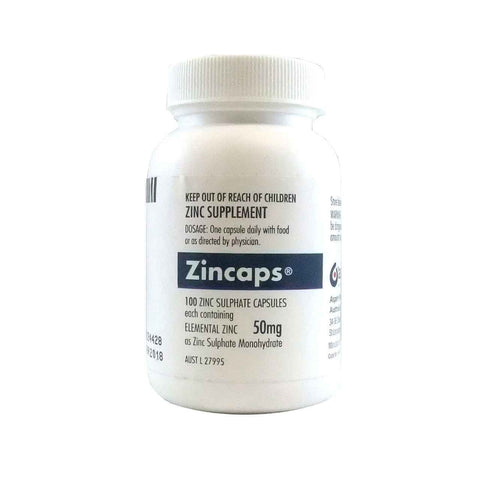 Zincaps Zinc Sulphate 50mg 100 Capsules